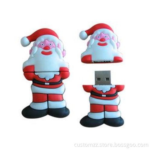 8GB USB Flash Disk Custom Red Santa Claus Cartoon For Chris
